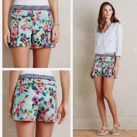 Anthropologie Cartonnier SkyFlower Patterned Fabric Short  in Size 8 - Picture 4 of 14